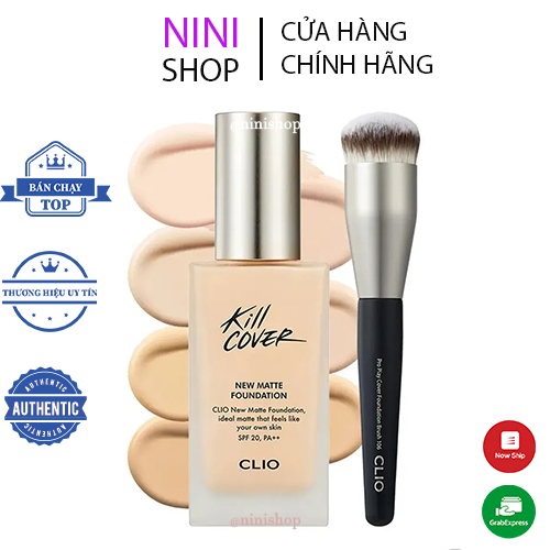 Kem nền mới kèm cọ Clio Kill Cover New Matte Foundation Set