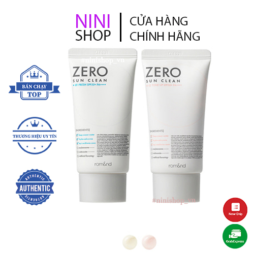 Kem chống nắng, bảo vệ da hiệu quả Romand Zero Sun Clean SPF50+/PA++++ 50g / 01.Fresh, 02.tone up