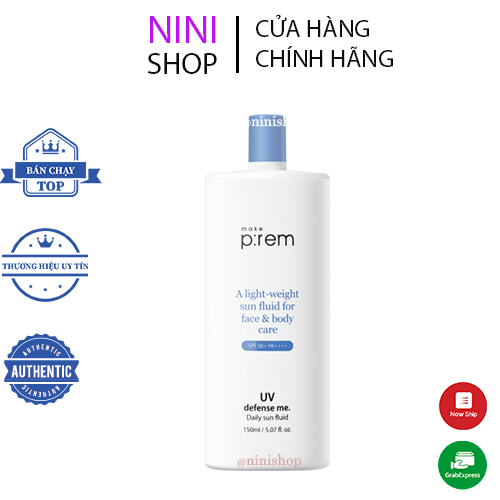 Kem chống nắng dạng sữa Makep:rem UV defense me Daily Sun Fluid 150ml