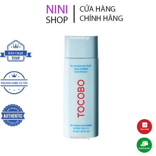 Kem chống nắng phổ rộng Thuần Chay TOCOBO Bio Watery/Vita Tone Up Sun Cream SPF50+ PA++++ 50ml
