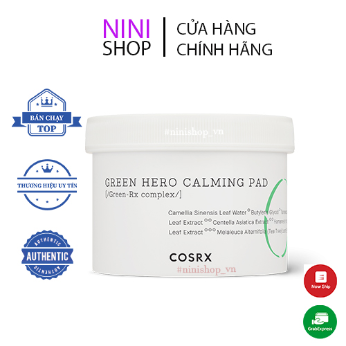 Tẩy da chết, làm dịu da nhạy cảm dạng miếng bông Cosrx One Step Green Hero Calming Pads 70 miếng
