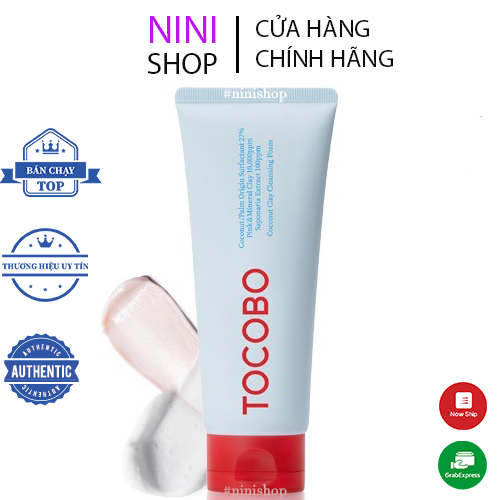 Sữa rửa mặt thuần chay từ dừa & đất sét TOCOBO Coconut Clay Cleansing Foam 150ml